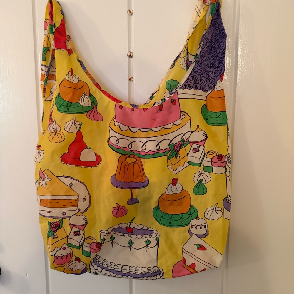 BAGGU Yellow and Orange Cake Print Tote